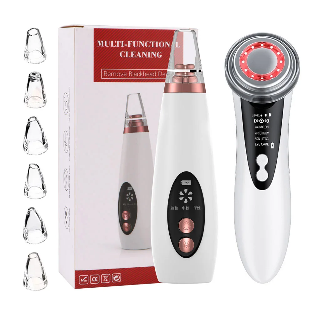 EMS مدلك الوجه LED العلاج سونيك أيون الاهتزاز شد الجلد شد الوجه + مزيل الرؤوس السوداء المسام حب الشباب بثرة إزالة #1