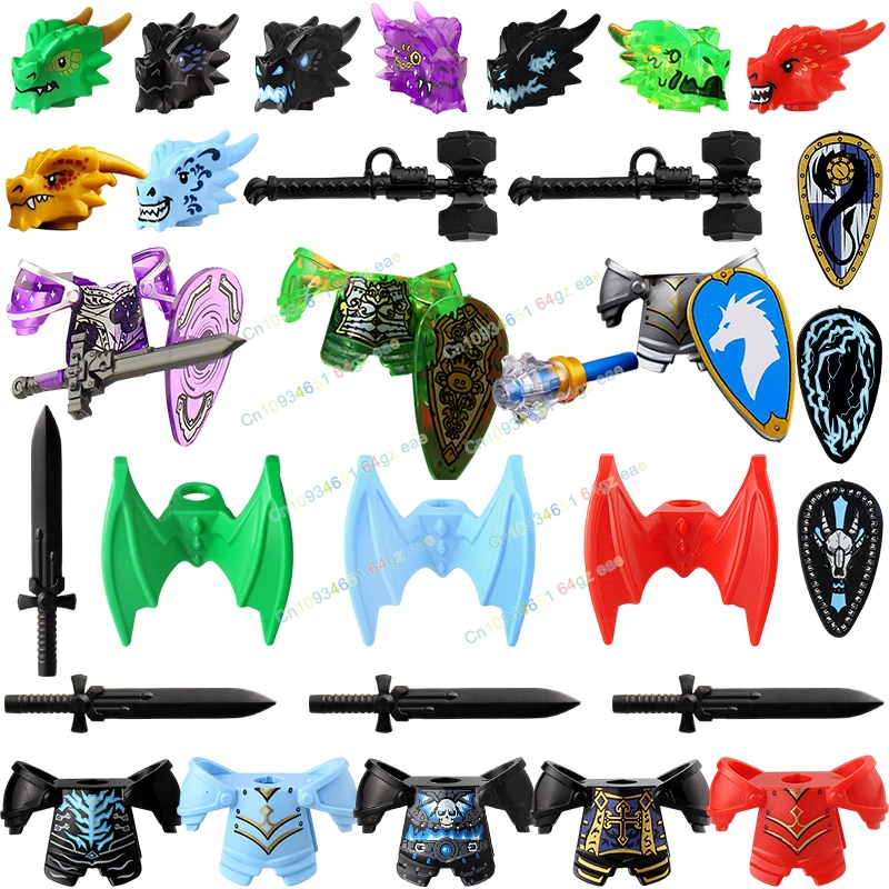 

QQ04-7 Hot Undead Knight Heavy armor Dragon Knights Model Building Blocks accessories Mini action figures Kids for Toys