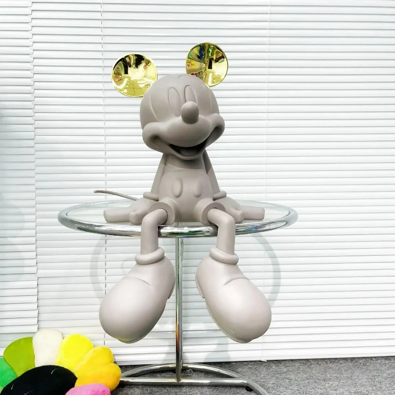 48cm clássico mickey mouse sentado modelo figura de ação estátua de resina estatueta decoração para casa ornamento artes e ofícios presente