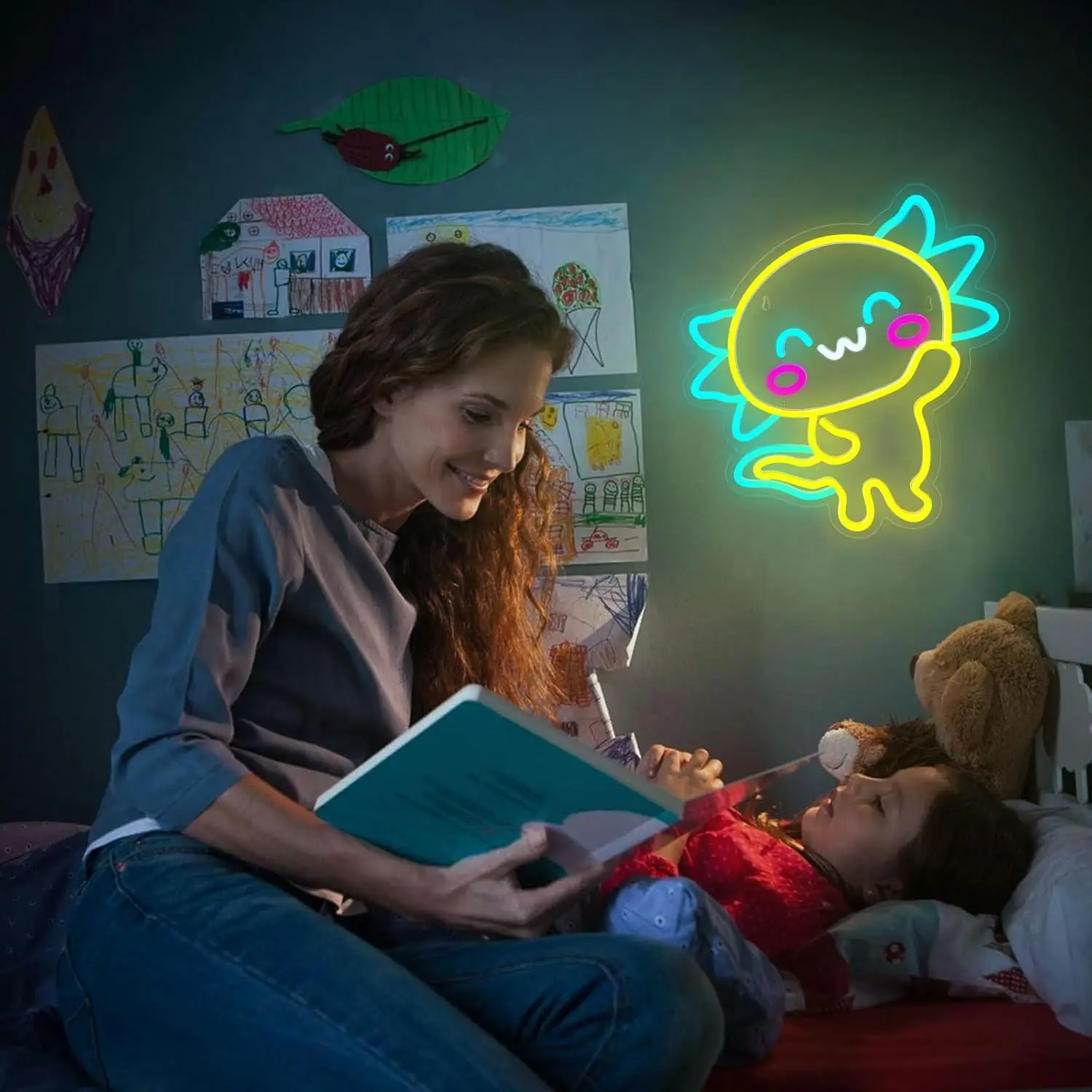 Axolotl Neon Sign LED Anime Neon Signs for Wall Decor Neon Light for Children Room Dorm Decor Girls Birthday Party Christmas
