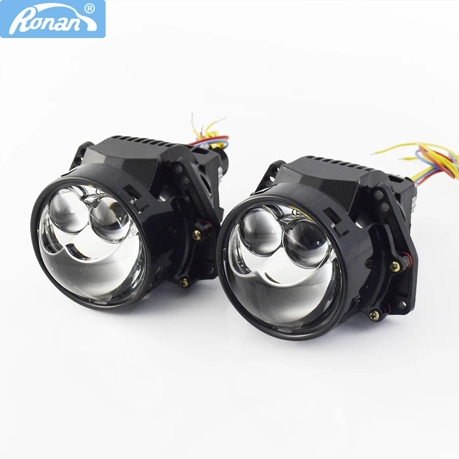 Ronan 2PCS 3INCH 70W Bi-LED Hyperboloid H1Socket Projector Lens for Hella 3R H1 H4 H7 9005/9006 Socket Car Upgrade Retrofit