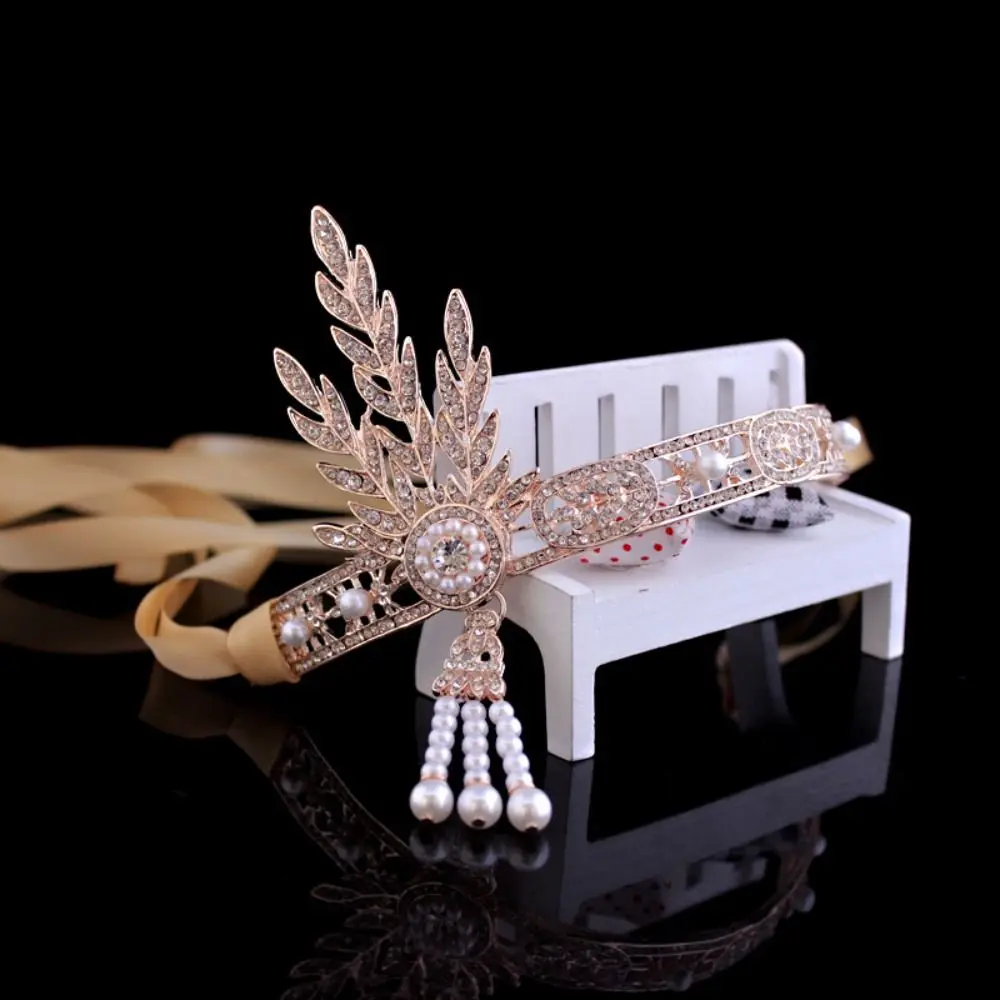 

Алмазная повязка для волос для выступления на сцене, повязка на голову с листьями, маскарадная вечеринка, аксессуары для волос, повязка на голову «Великий Гэтсби», повязка на голову в корейском стиле