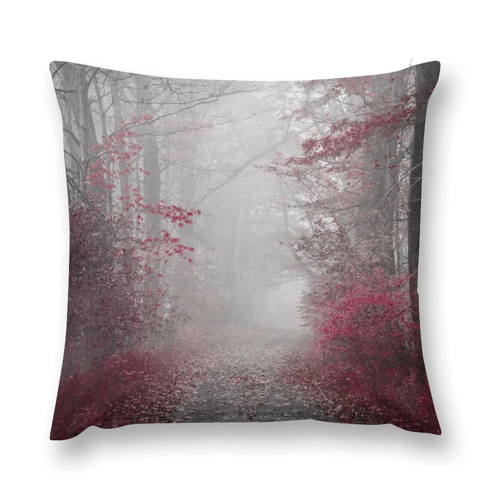 Country Road in Burgundy and Gray Throw Pillow Sofa Pillow Cover Luxury Pillow Cover