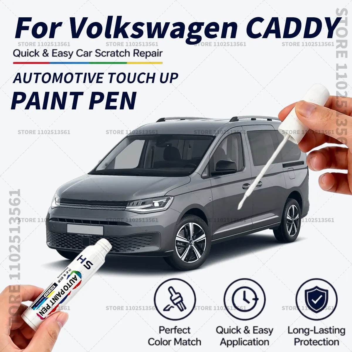 For VW CADDY Quick Dry Car Touch Up Paint Pen Auto Scratch Repair Brush for Paint Chips Scratches and Scuffs White Black Beige