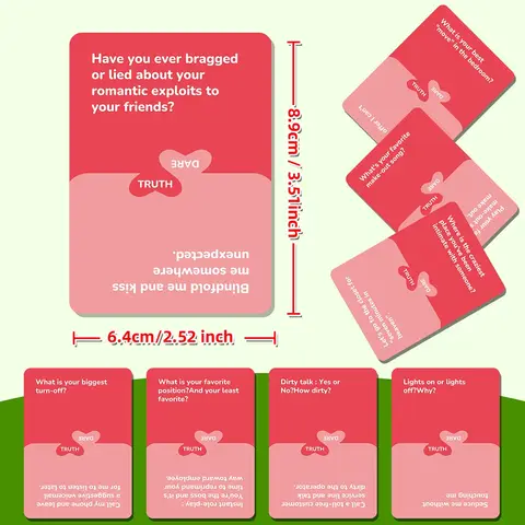 Truth or Dare for Couples Naughty Adult Party Board Game Set 50 Questions Sexy Date Night Drunk Couples Drinking Card Game 5x5cm