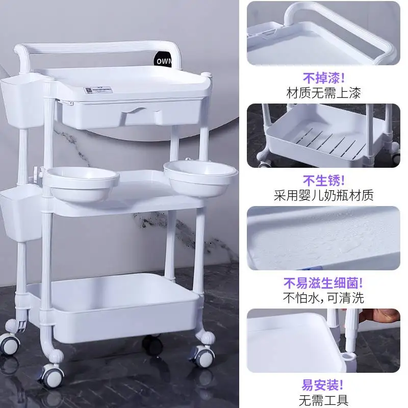 Laboratory Trolley Barber Portable Cart Organizer Wheels Makeup Wine Rolling Tray Furniture Cosmetic Helper Delivery Table Spa