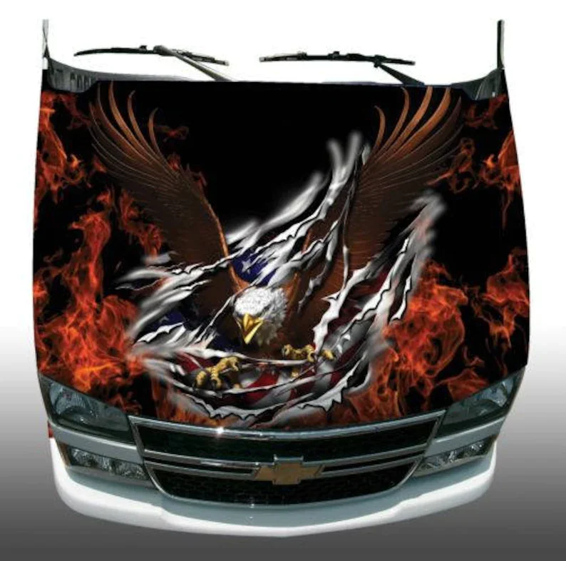 

Flame Fire Eagle Tear Rip Hood Wrap Wraps Sticker Vinyl Decal Graphic