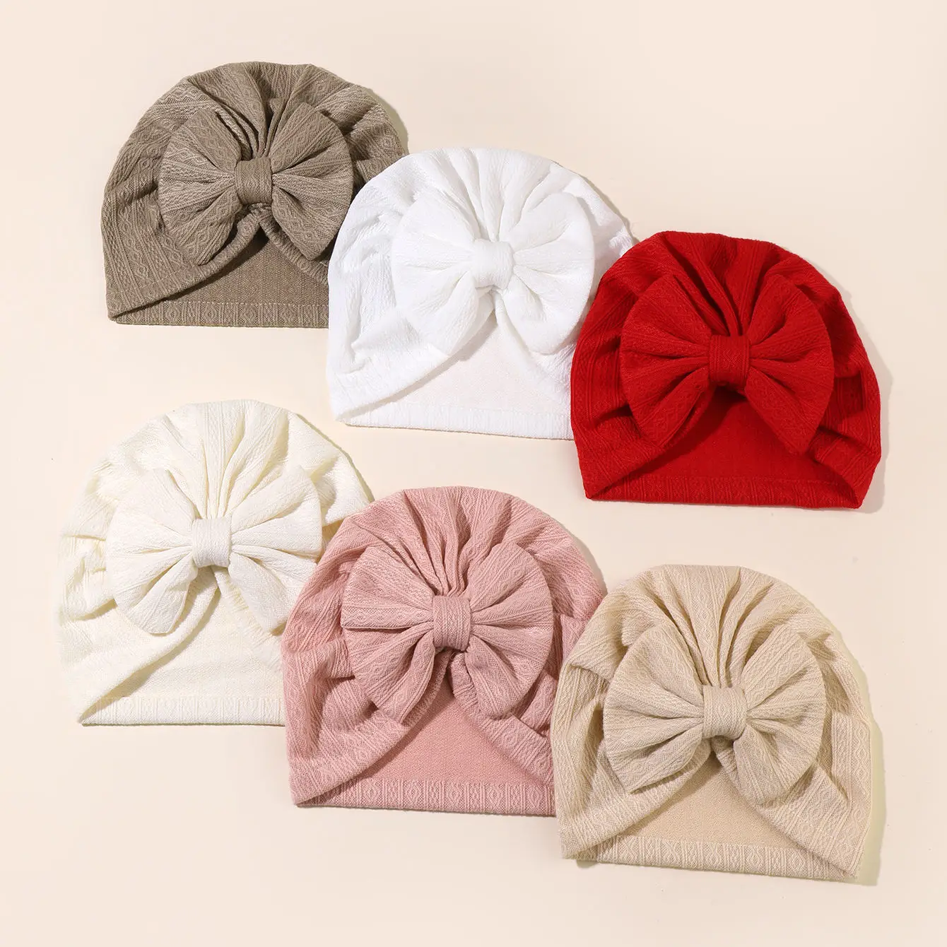 0-10M Baby Girl Cute Turban Big Bow Hat Toddler Kids Head Wrap Newborn Beanie Solid Color Infant Bonnet Cap