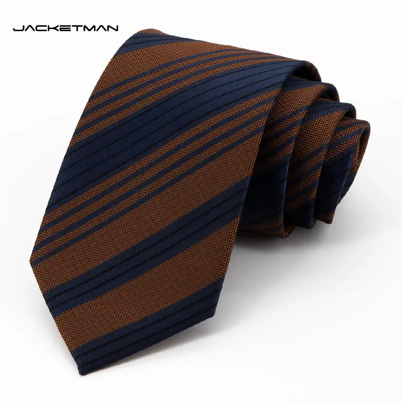 

Jacketman Tie Men's Korean Brown Fashion Blue Stripe Personalized Retro Formal Fashion Wide 8cm Style