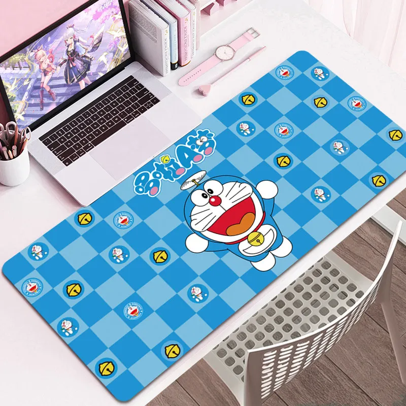 Cute Oversized Cartoon Edge Lock Laptop Keyboard Pad Ins Style Girl Office Writing Desk Pad Mouse Doraemon Leather Mouse Pad