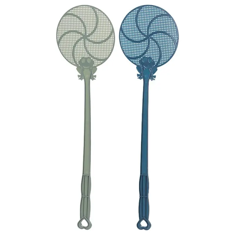 Solid Manual Fly Swatter 2pcs Long Handle Handheld Fly Racket For Indoor Use Thickened Wide Mesh Indoor Flying Catching Tool