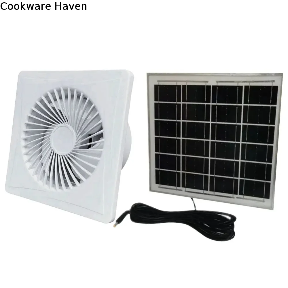 White Boosted Impeller Fan Energy-efficient Round Exhaust Fan Air Blower Anti-Mosquito Design with Check Valve Solar Exhaust Fan