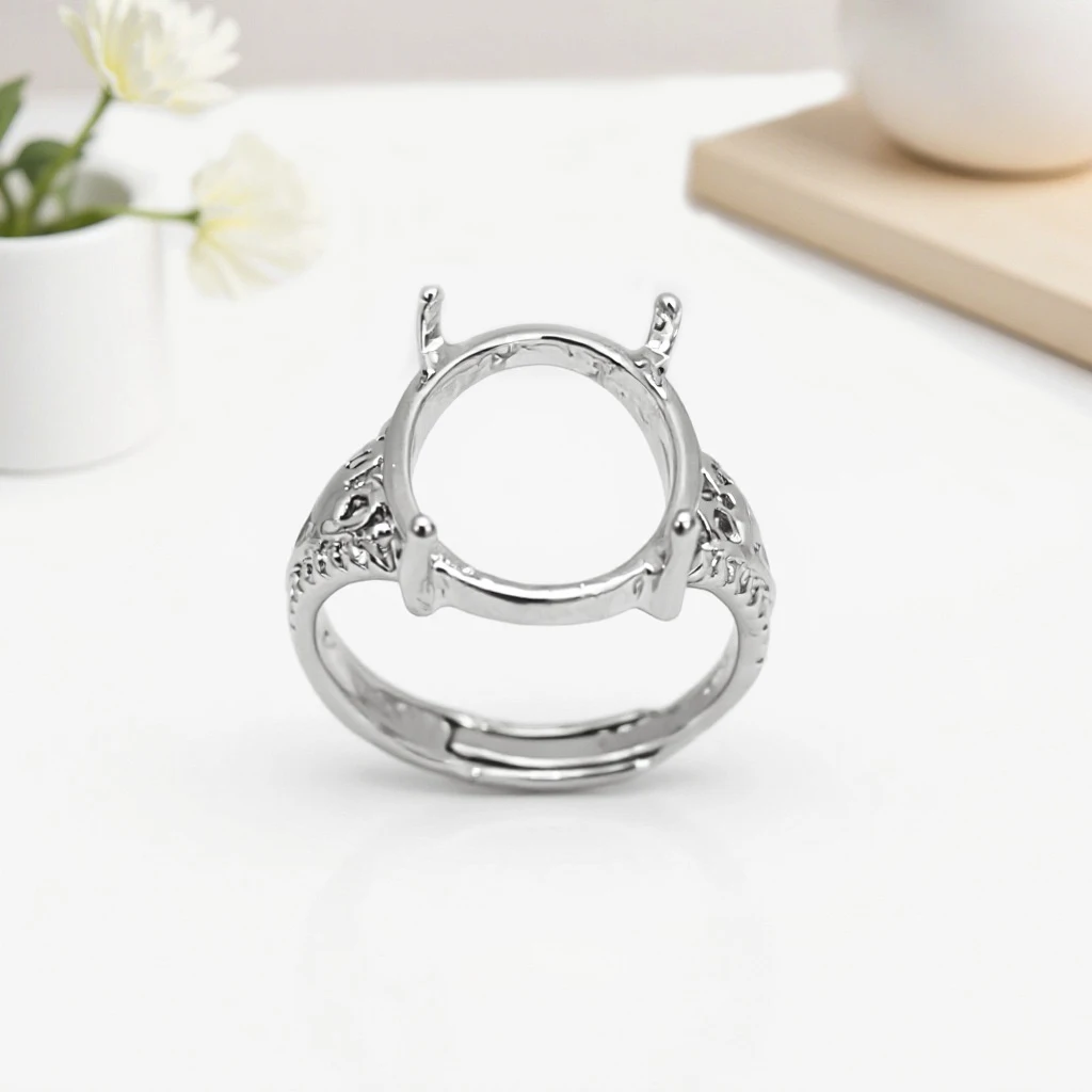 2Pcs Brass 4-Prong Ring Blank Oval Heart Ring Base Prong Setting Mounting Components For DIY Jewelry Making Accessories