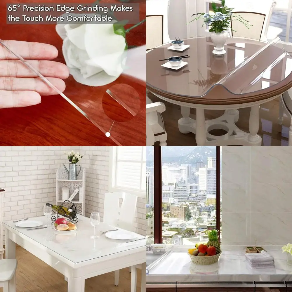 

52 Round Clear Tablecloth Protector, 2mm Thick, Waterproof, Non-Slip, Oil-Resistant for Dining and Conference Tables