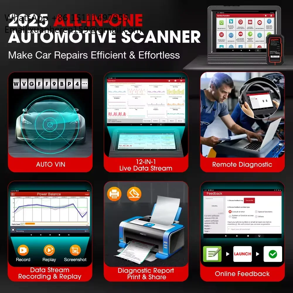 Lanch X431 Pro V5.0 Full Set Connectors Ecu Repair Tools Advanced ECU Coding  Car Diagnostic Machine