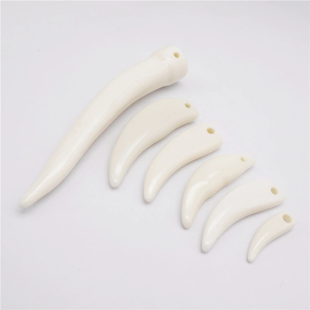 6-40pcs Mix White Wolf Teeth Charm Animal Fangs Pendant Bracelet Earring Necklace Accessories For Jewelry Making DIY Crafts