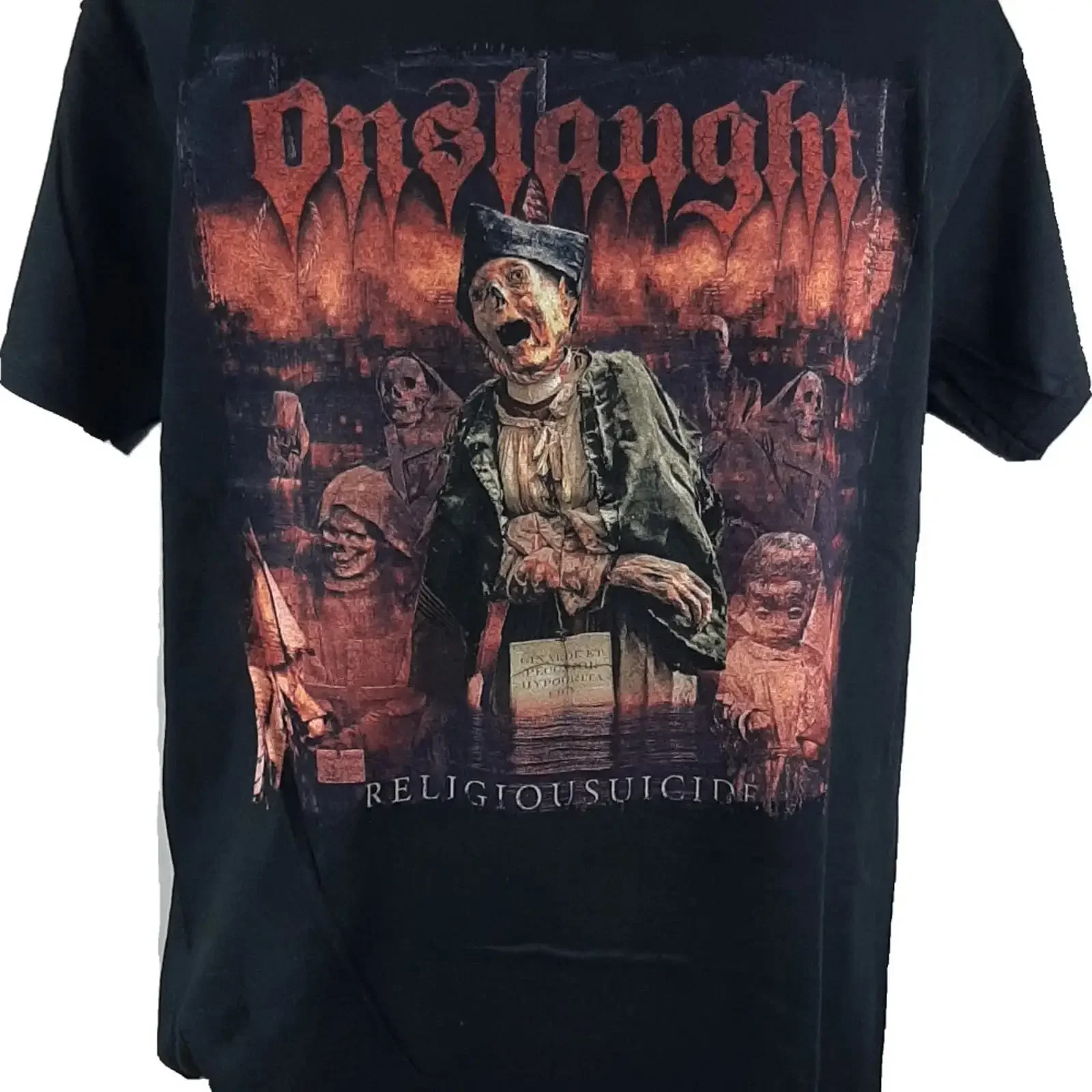 Onslaught Religiousuicide Band T Shirt Official Merch vintage Washed Casual graphic Stretched streetwear homme fashion Unisex