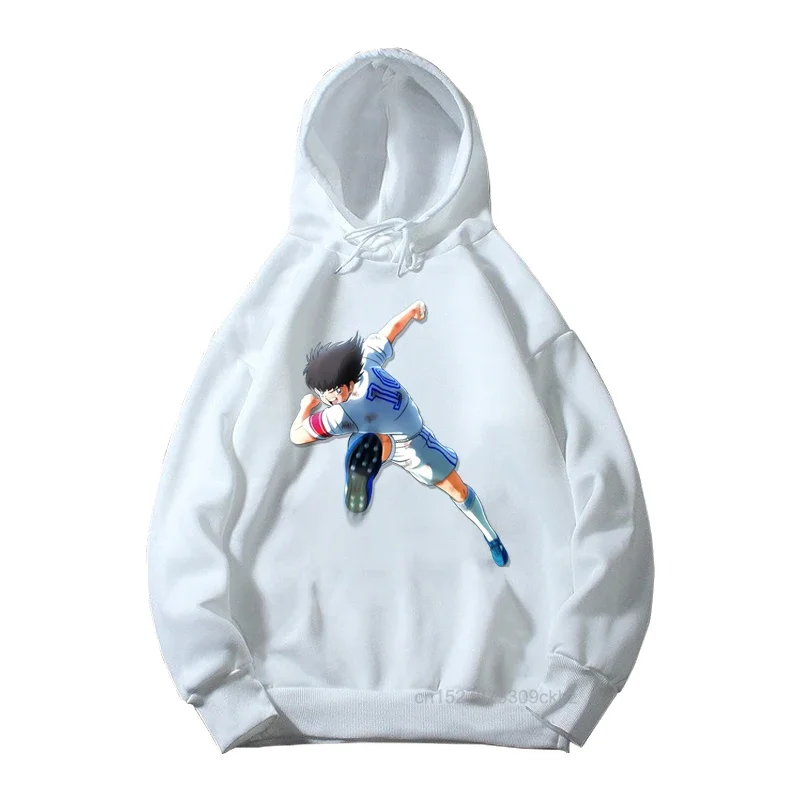 Kids Spring Autumn New Anime Captain Tsubasa Le Petit Footballer Print White Hoodies Boys Cool Sweatshirt Child Fashion Clothing