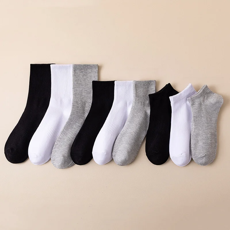 3 Pairs Men's No Show Socks, Ankle Socks & Crew Socks Breathable Solid Combed Cotton Moisture Wicking Athletic All Season