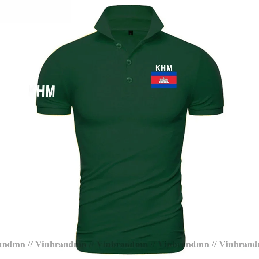 Cambodia Kampuchea Polo Shirts Men Short Sleeve Classic Brands Printed For Country 100% Cotton Nation Team KHM Cambodian Khmer view 3