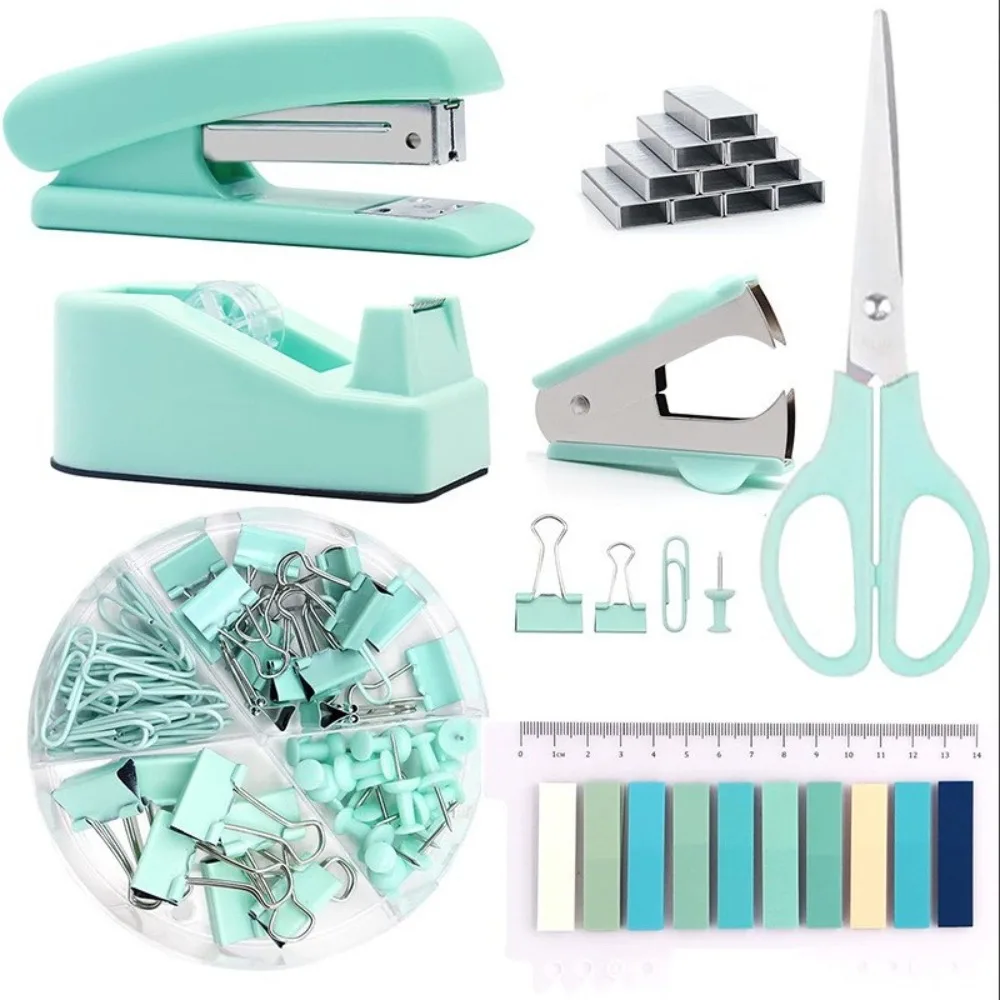 Macaron Stationery Set  1 Set, Cute Stapler & Tape Holder Combo, Aesthetic Desk Accessories, Back To School Gift for Students