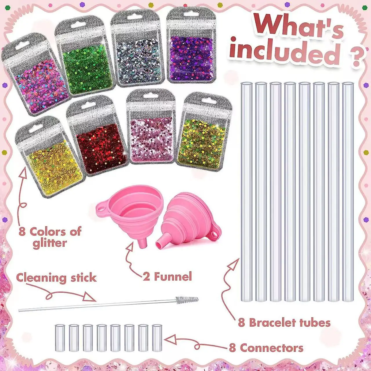 Kit pembuatan Gelang DIY anak perempuan gelang Glitter mainan buatan tangan kreatif gelang hadiah kerajinan tangan membuat kit mainan