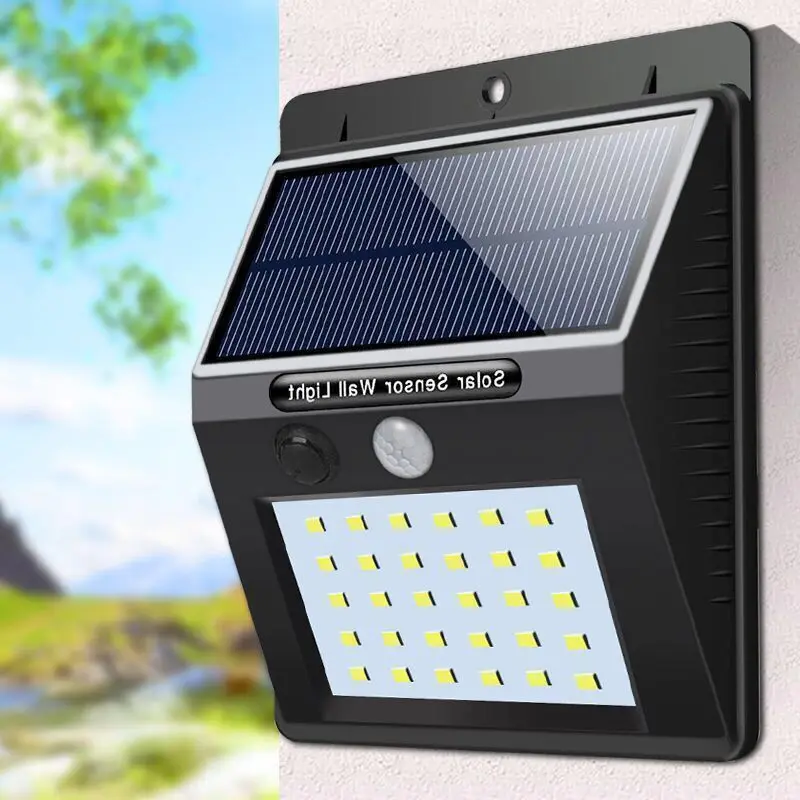 100 LED Wall Lights Outdoor Solar Lamp PIR Motion Sensor Solar Powered Sunlight Street Light for Garden Decoration