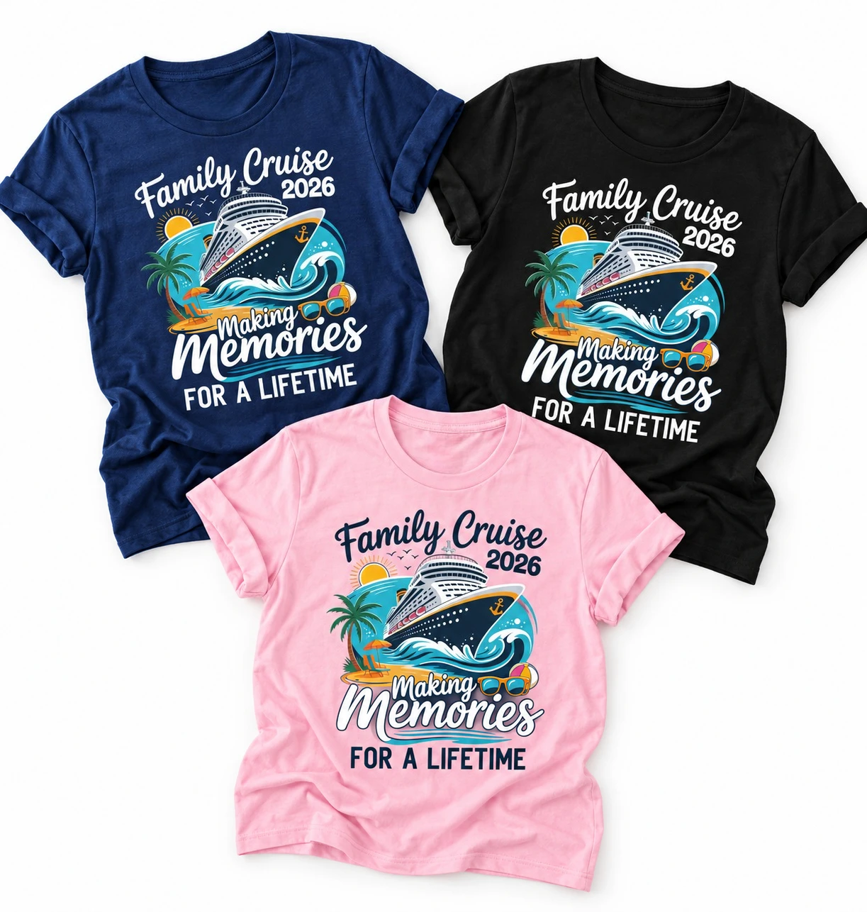 Cruise 2026 Family Trip Shirts, Making Memories Together, Dad Mama Child Matching Family Cruise Outfits, Ocean Adventure Tshirt
