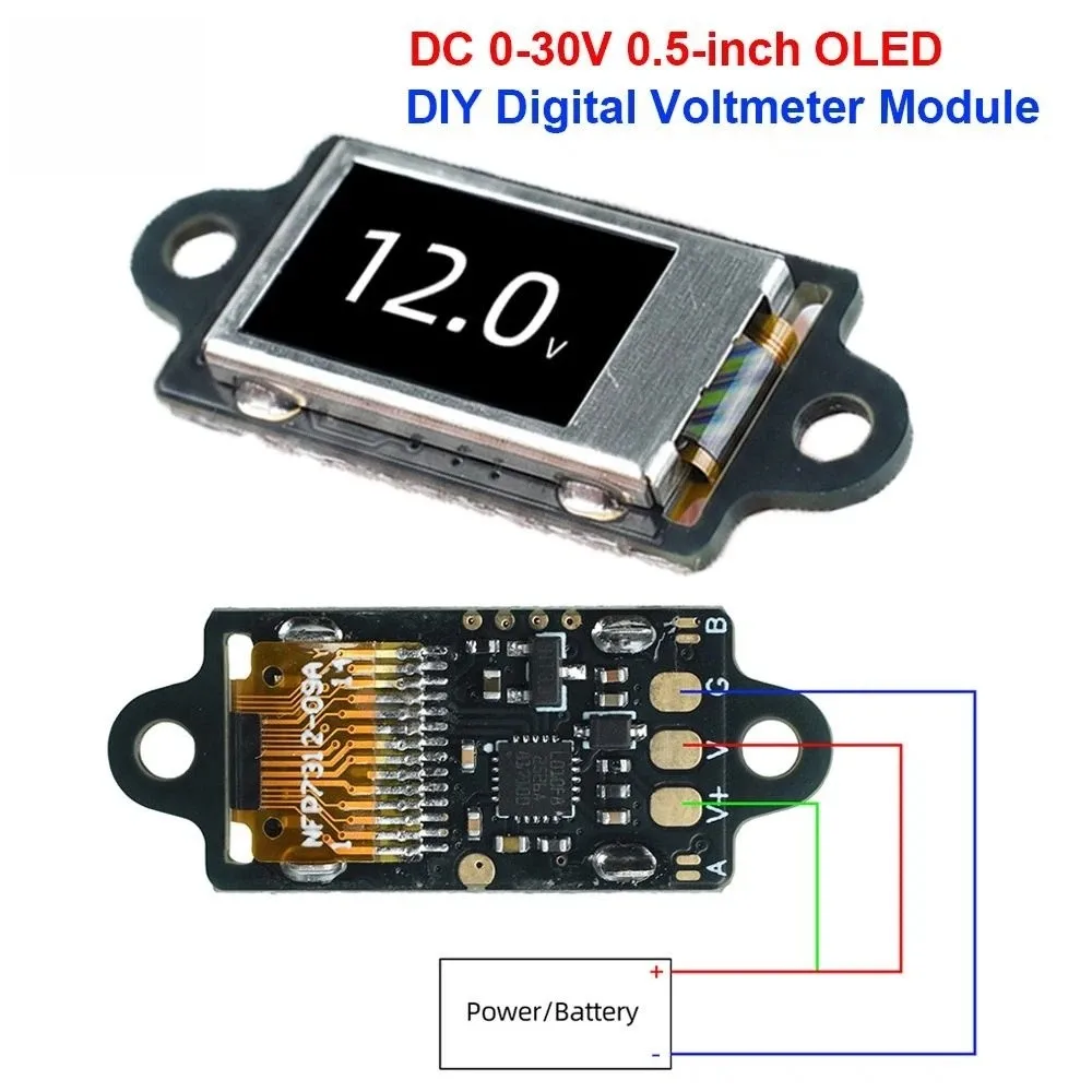 5Hz/10Hz Adjustable DC 0-30V OLED Digital Voltmeter 12bit High Precision with Screen Protector Frame Voltage Tester Ultra-Thin