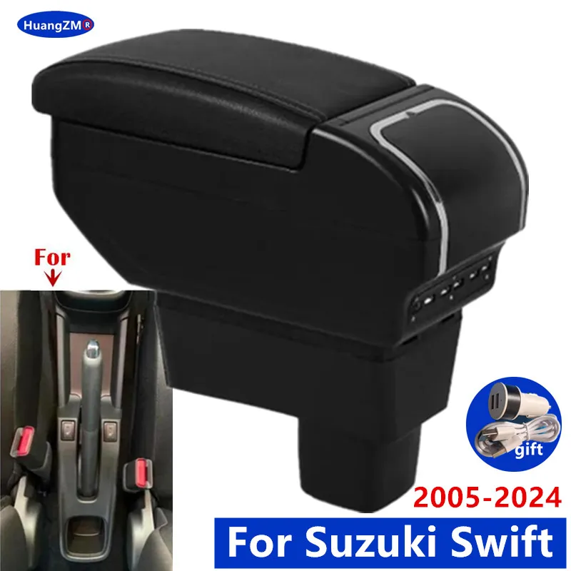 Para Suzuki Swift caja de reposabrazos para Suzuki Swift caja de almacenamiento de reposabrazos de coche 2005-2024 accesorios interiores de reequipamiento dedicados para coche