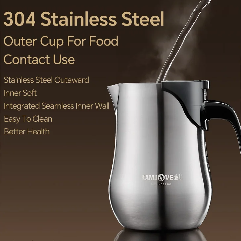 KAMJOVE 650ml Teapots One-press Tea Filter,All-Stainless-Steel Teapot with One-Touch Infuser,Direct from Manufacturer