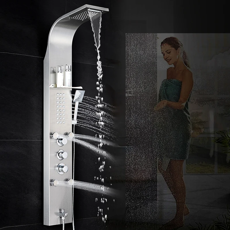 

Stainless Steel Wall Mounted LED Shower Column Towers Panels