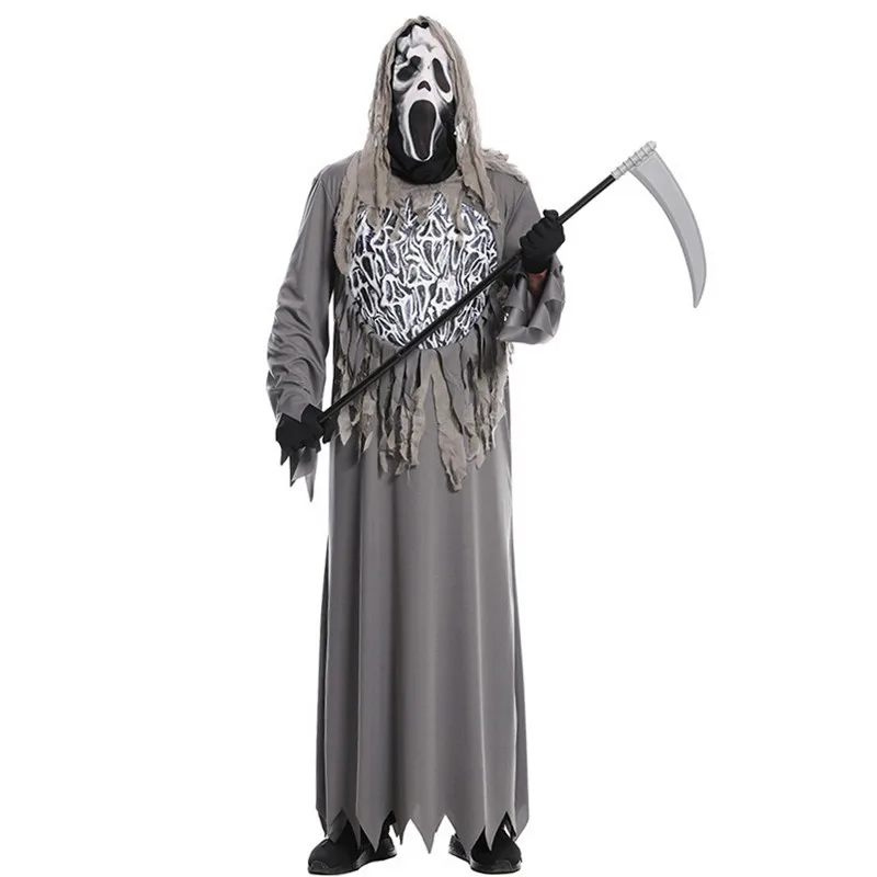 Uomini Ghost Soul Reaper spaventoso Cosplay adulto Halloween morte costumi carnevale Purim Parade Masquerade gioco di ruolo spettacolo Party Dress