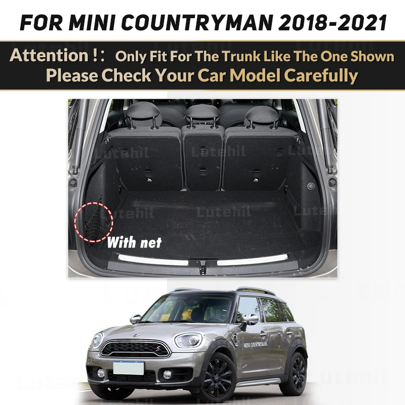 Lutehil Car Trunk Mat For MINI Countryman 2018 2019 2020 2021 Cargo Liner Carpet Interior Accessories Cover