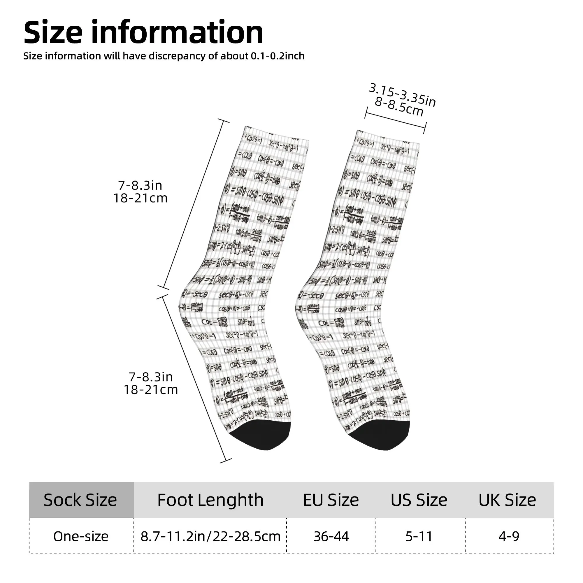 Trig Identities  Stockings Math Modern Socks Couple Medium Soft Socks Autumn Climbing Design Anti-Slip Socks Gift