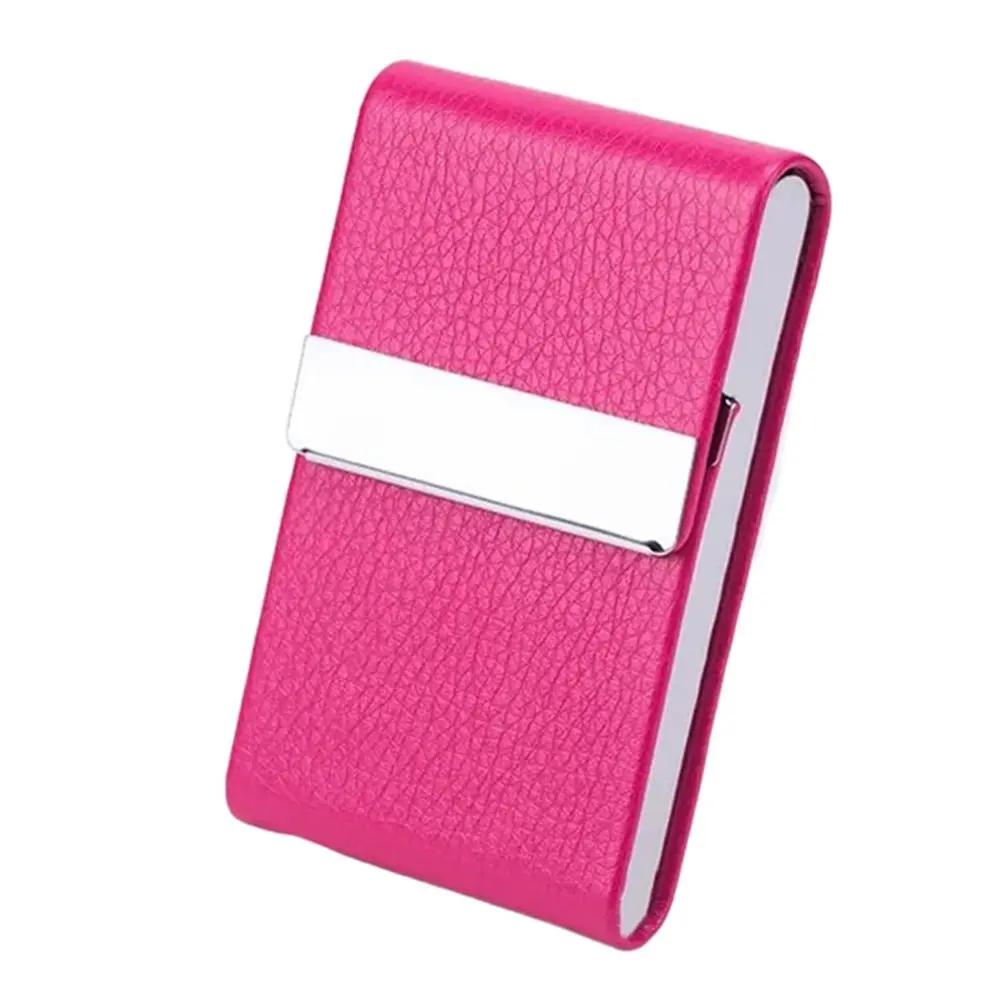 

PU Leather Business Card Case Stainless Steel Fashion Buckle Name Card Holder Slim Pocket Multicolor ID Case Card Box