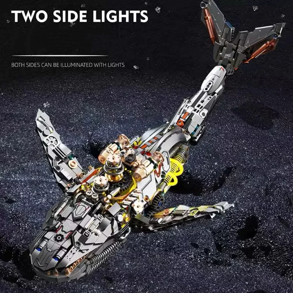 Blok Bangunan Model Paus Mekanik BARU Dengan Lampu DIY Dekorasi Meja Mainan Anak Hadiah Natal Ulang Tahun Mainan