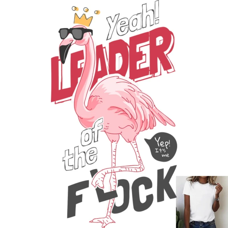 Fun Flamingo Letter Print Heat - Transfer White Ink Iron - on Patch, Trendy & Cool, Suitable for T - shirts/Canvas Bags, Casual
