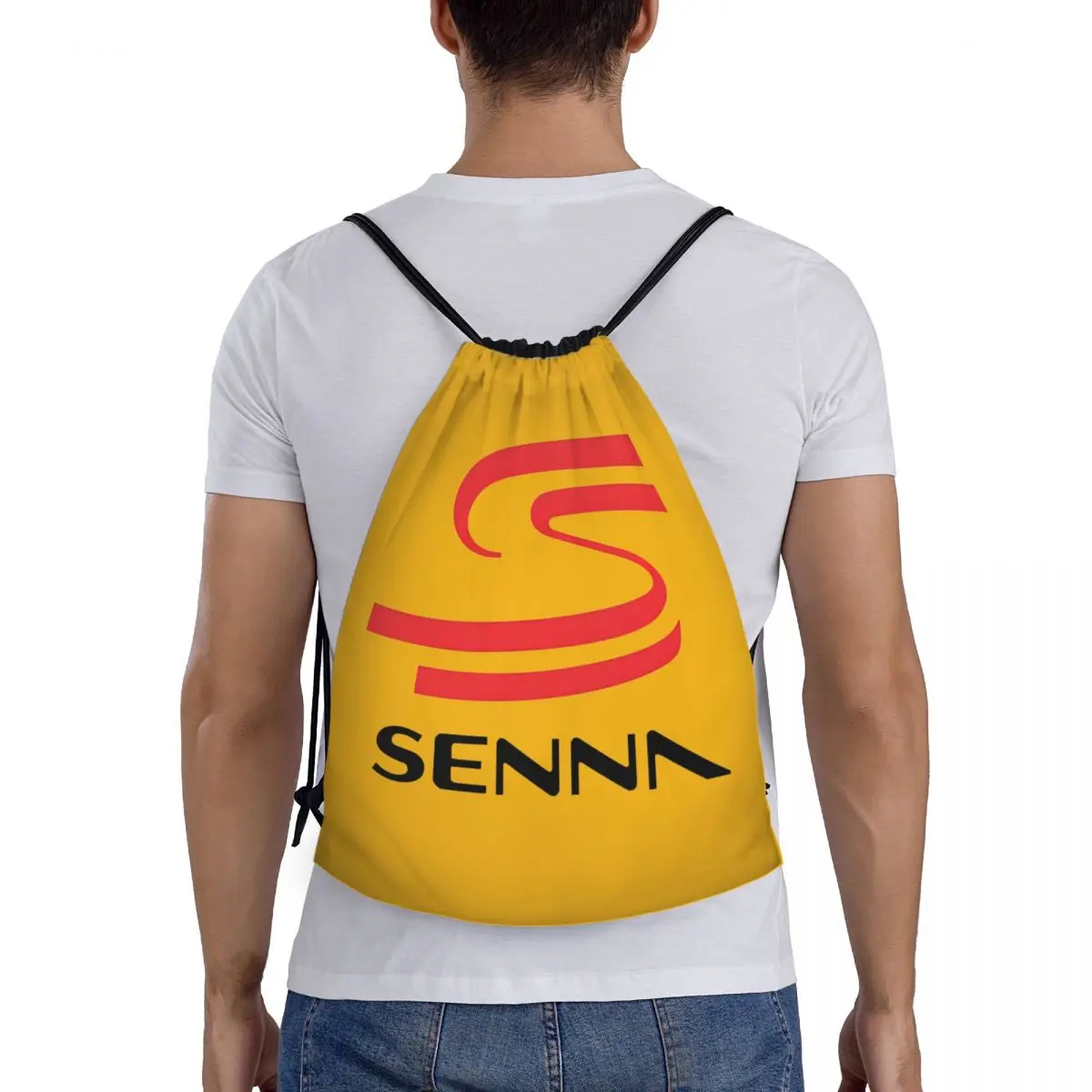 Ayrton Senna Racing Cars Logo Drawstring Backpack Sports Gym Bag String Sackpack for Working Out