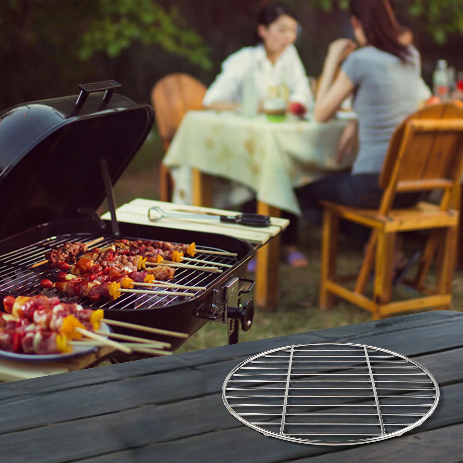 

Round BBQ Grate Mesh Net 30cm/35cm/40cm Stainless Steel Grid Net For Camping Picinic Non-Stick Grill Outdoor Kitchen Baking Tray