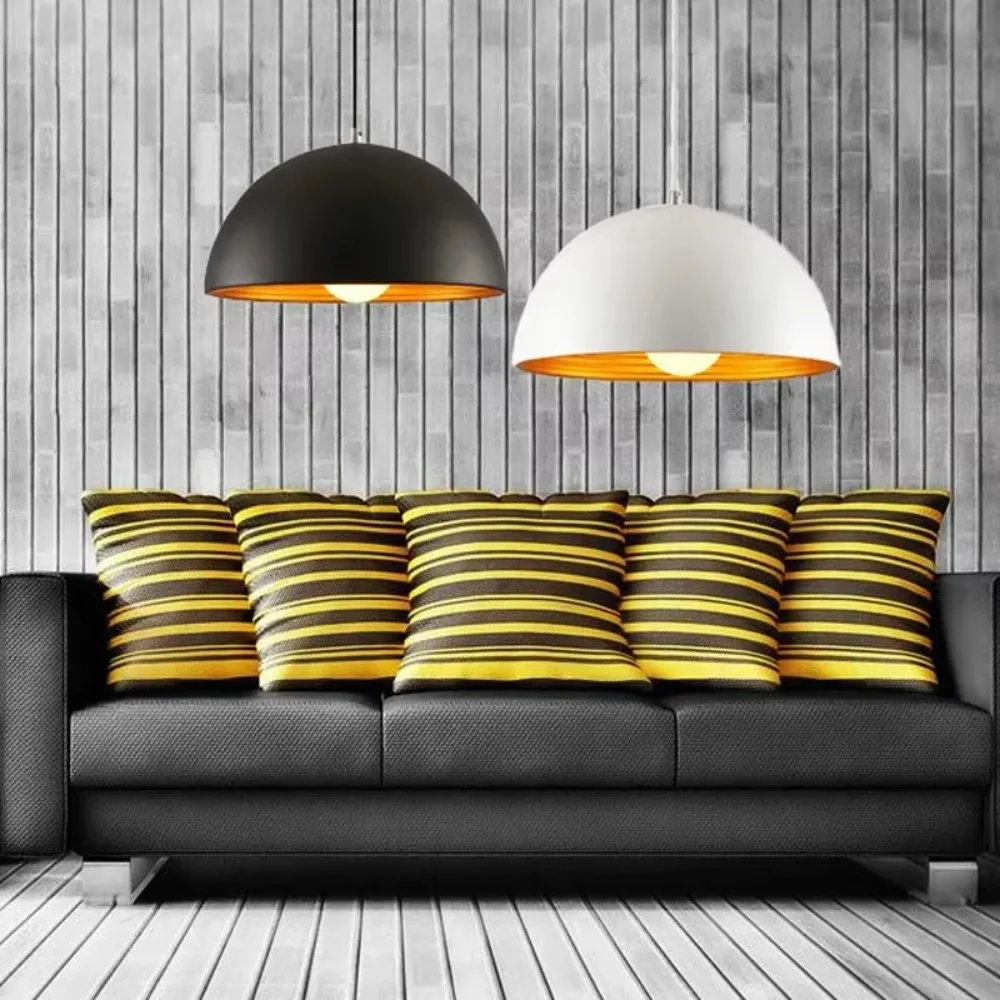 

Creative Personality Design Pendant Lights for Dining Table Restaurant Industrial Retro Double-layered Inner Gold Hanging Lamps