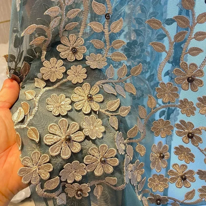 Yarn Three-dimensional Embroidery Curtains For Living Dining Room Bedroom Modern Relief Float Embroidery Nail Beaded Embroidery