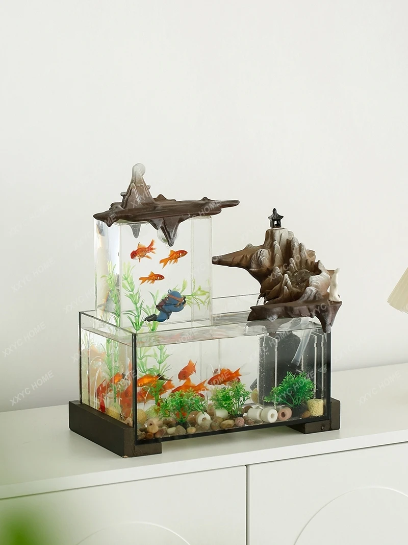 Fish Globe Circulating Water Living Room Office Desk Surface Panel Decoration