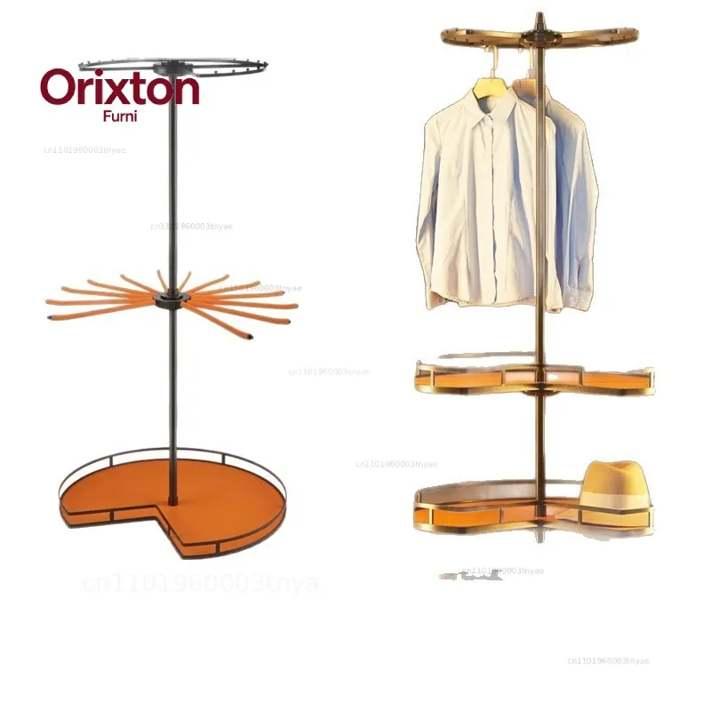 Bedroom 360 degree multi-functional cloakroom three-layer multi-functional pants rack pants draw 360 degree rotating hanger tele