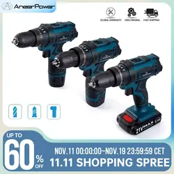 Novo estilo 21v 16.8v 12v elétrica sem fio chave de fenda 3 funções sem fio broca de impacto mini bateria de lítio de carregamento mão broca