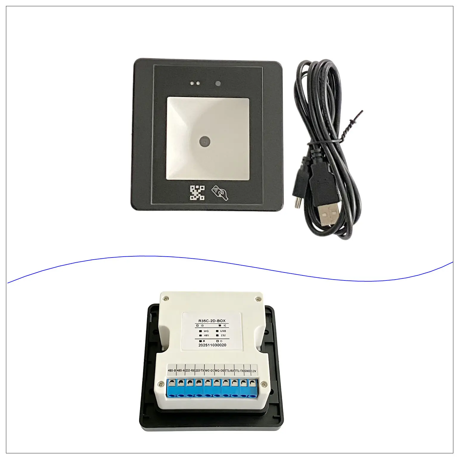 lector-rfid-de-12-v-y-125-khz-1356-mhz-escaner-de-codigos-de-barras-qr-2d-interfaz-multiple-rs232-ttl-rs485-lector-de-tarjetas-de-control-de-acceso