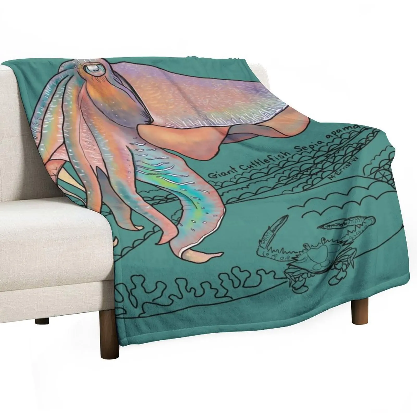 

Giant Cuttlefish Doodle Throw Blanket Travel Multi-Purpose Blankets