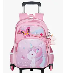 Mochila escolar con ruedas para niñas, bolsa con ruedas, mochila rodante, Satchel