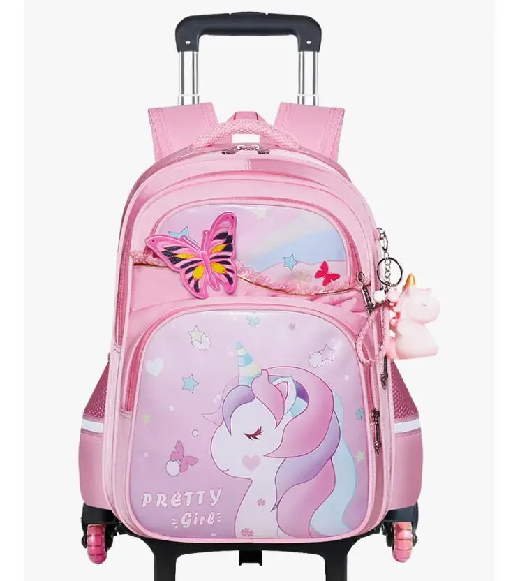 School Trolley Bag for girls School Wheeled Backpack on wheels For Girls Children Rolling backpack for Girls Satchel with Wheels