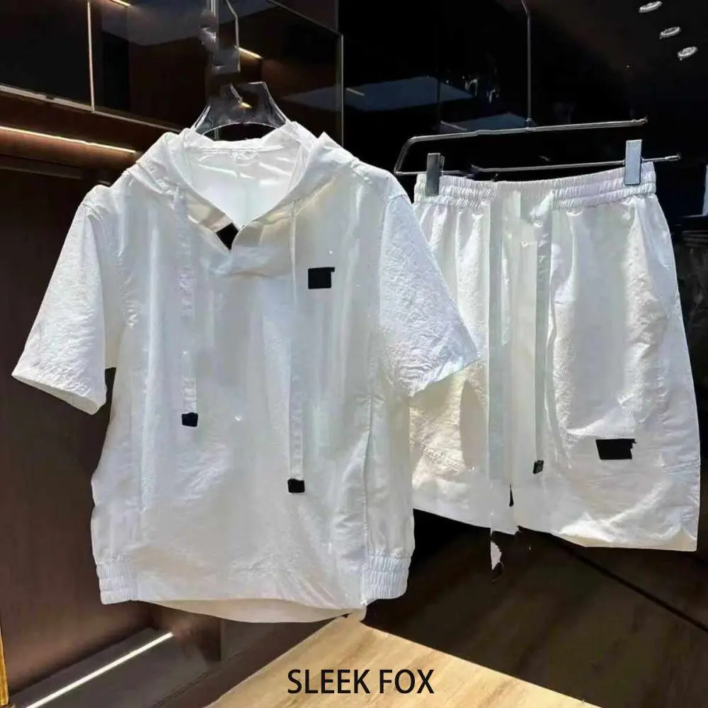 New 2026 Men's Summer Casual Sportswear ort Sve Sun Protection Set T-irt orts Two-Piece Set Faionable Polyester Blend